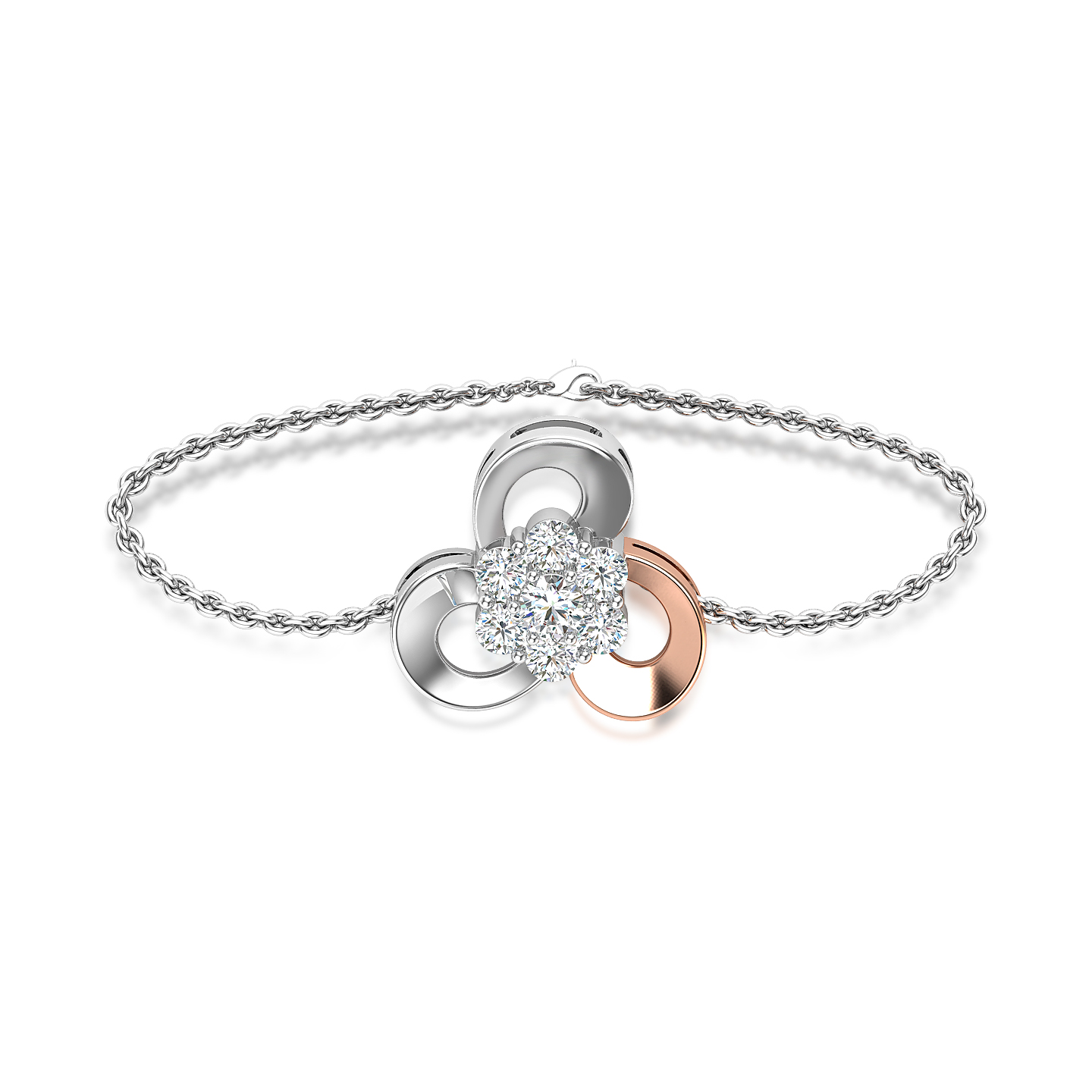 Trinity Bloom Dual-Tone Diamond Bracelet